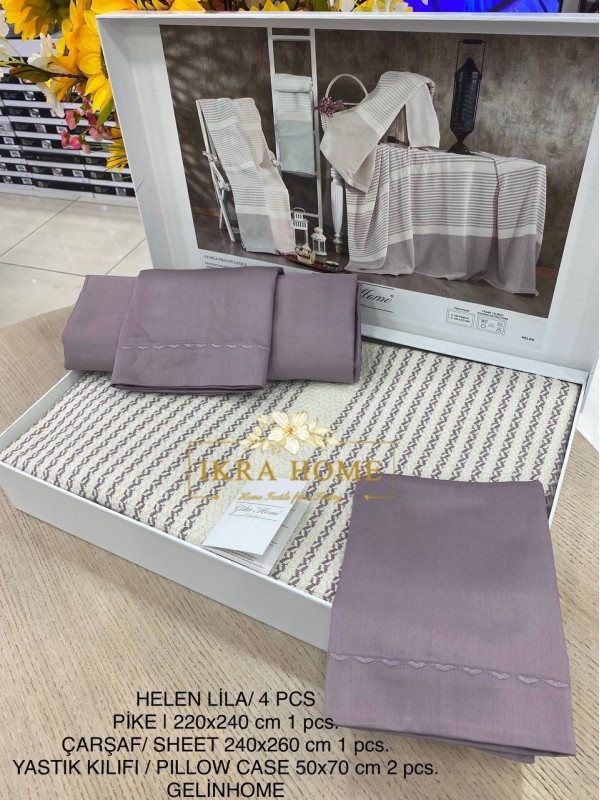 Gelin home | HELEM LILA Комплект постельного белья из 4-х предметов с покрывалом